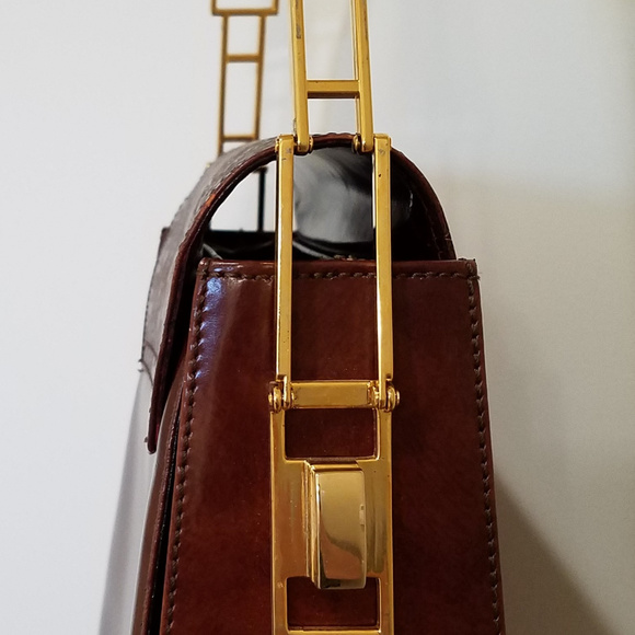 Cognac and Gold Vera Pelle Purse made in Italy - Picture 4 of 8